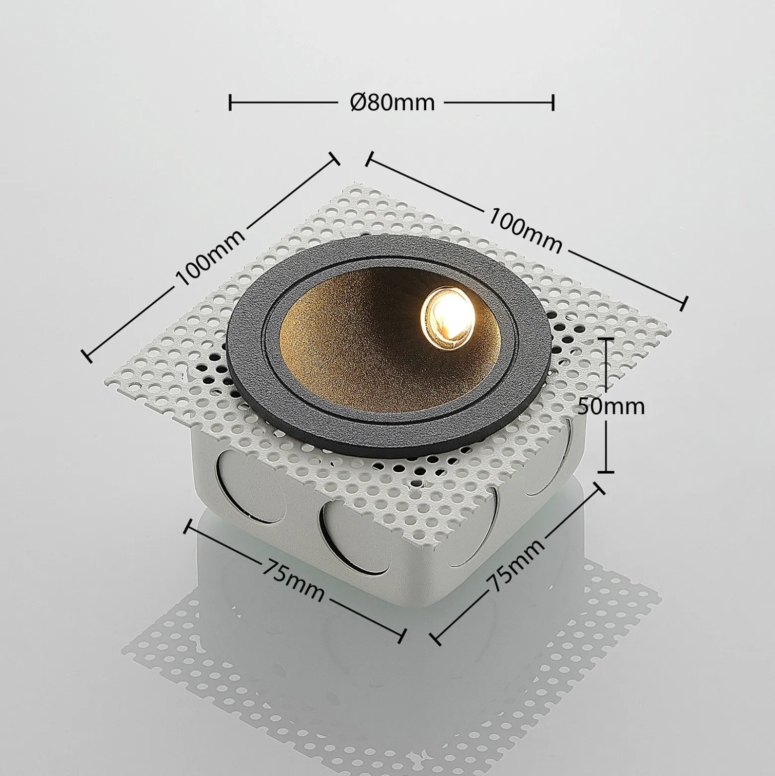 Lámpara de pared LED empotrable Pordis, IP65, redonda
