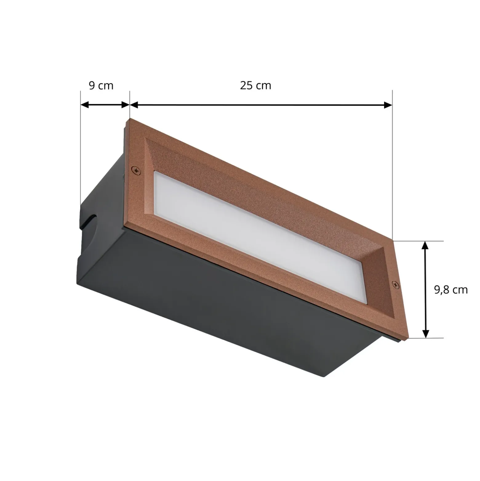Lámpara de pared LED empotrable Lucande Lachlain, óxido, 25 cm, IP65