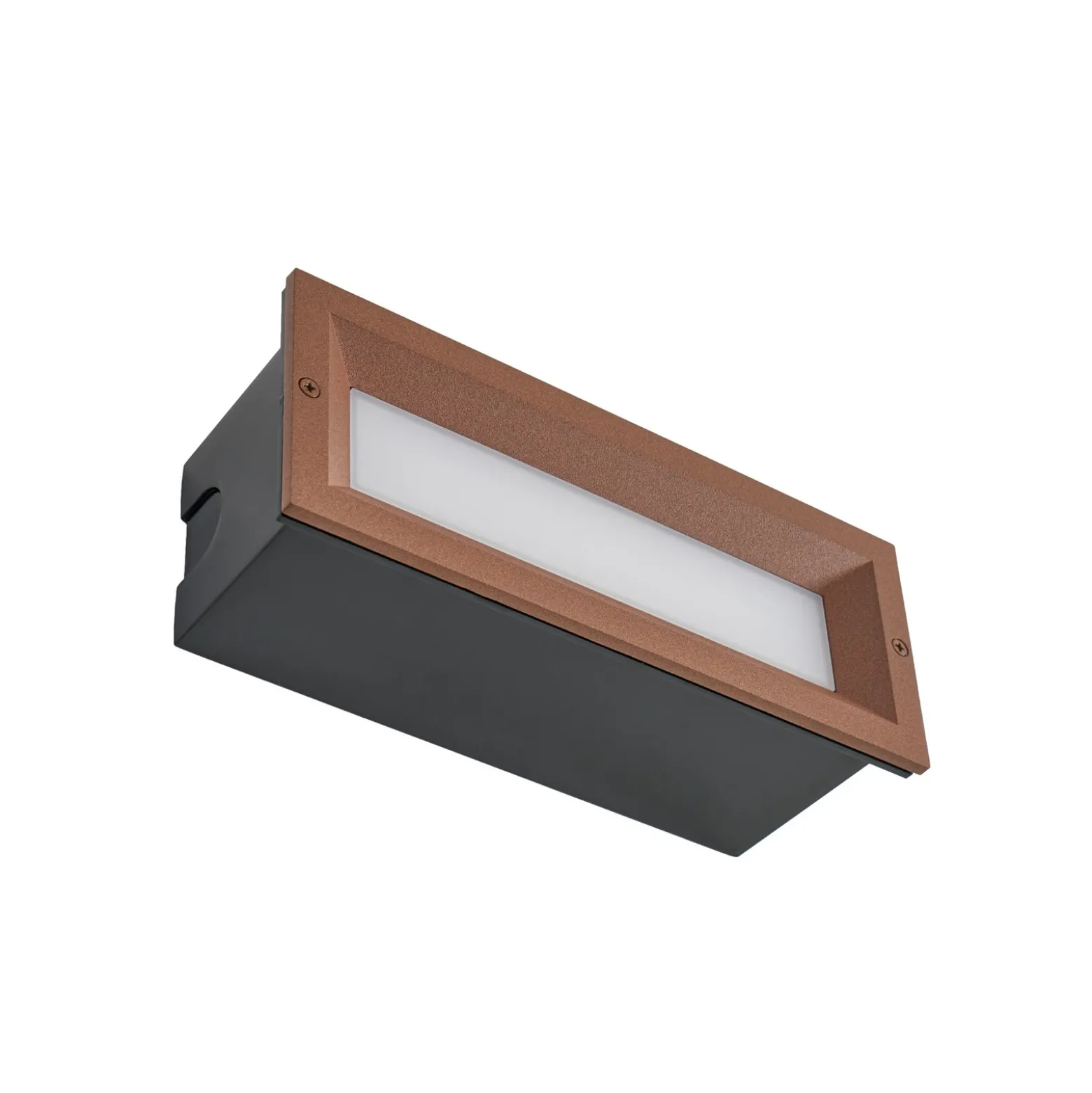 Lámpara de pared LED empotrable Lucande Lachlain, óxido, 25 cm, IP65