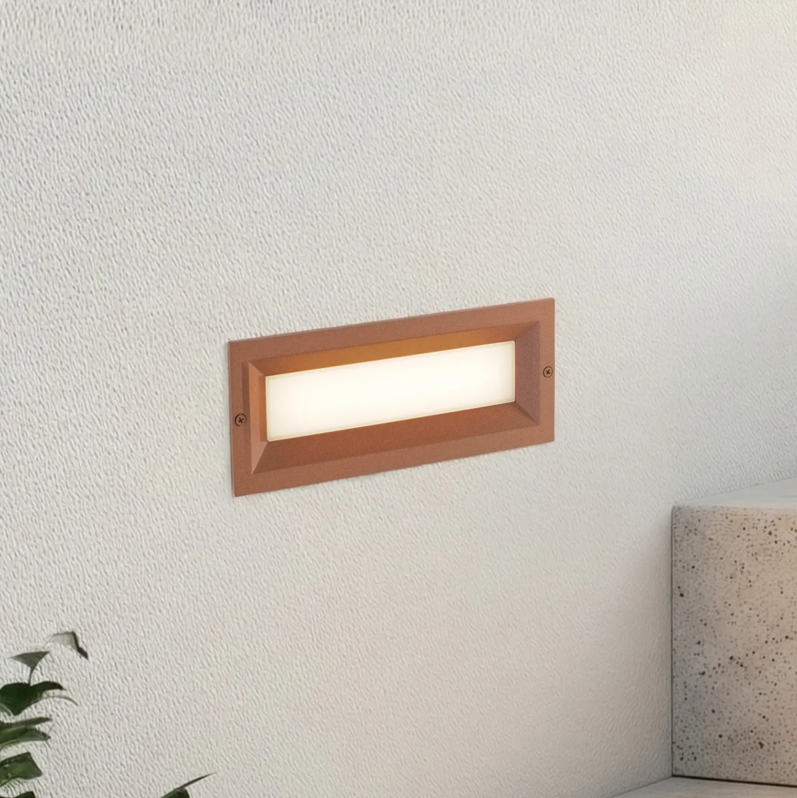 Lámpara de pared LED empotrable Lucande Lachlain, óxido, 25 cm, IP65