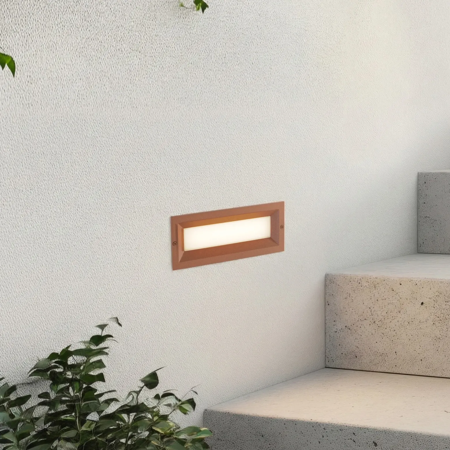 Lámpara de pared LED empotrable Lucande Lachlain, óxido, 25 cm, IP65