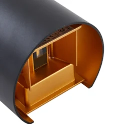 Lámpara de pared LED para exteriores Nivar de Lindby, redonda, negro/dorado,