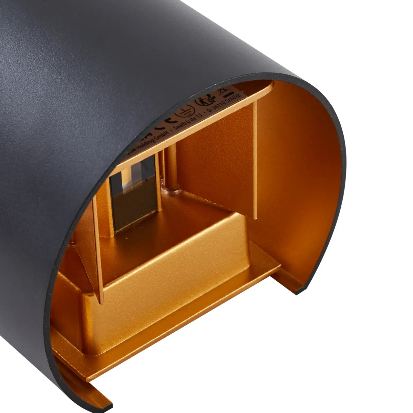 Lámpara de pared LED para exteriores Nivar de Lindby, redonda, negro/dorado,