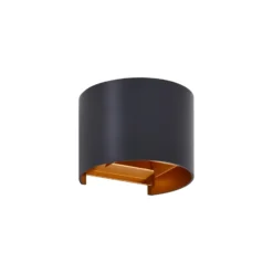 Lámpara de pared LED para exteriores Nivar de Lindby, redonda, negro/dorado,