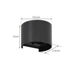 Lámpara de pared LED para exteriores Nivar de Lindby, redonda, negra, IP54