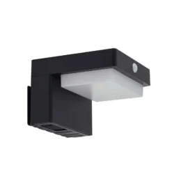 Lámpara de pared solar LED Eleazar de Lindby, negra, con sensor, atenuable