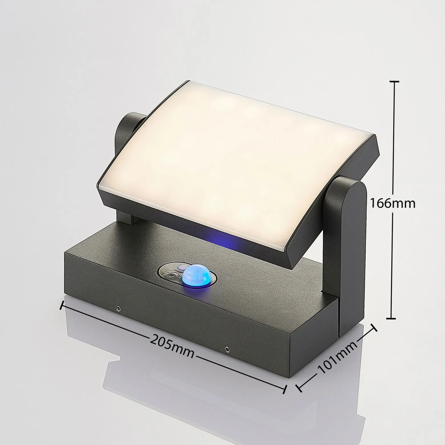 Lámpara de pared solar LED Lindby Sherin, color antracita, con sensor, IP54