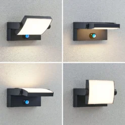 Lámpara de pared solar LED Lindby Sherin, color antracita, con sensor, IP54