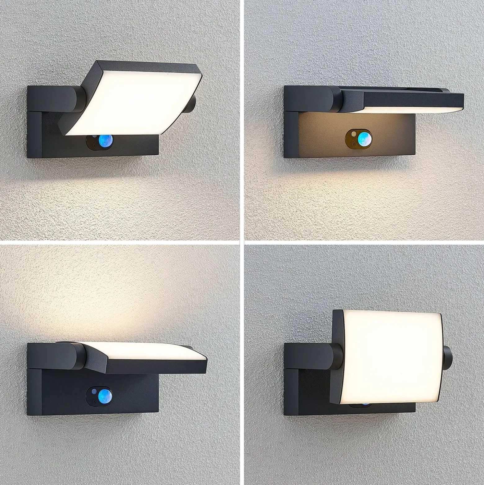 Lámpara de pared solar LED Lindby Sherin, color antracita, con sensor, IP54