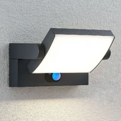 Lámpara de pared solar LED Lindby Sherin, color antracita, con sensor, IP54