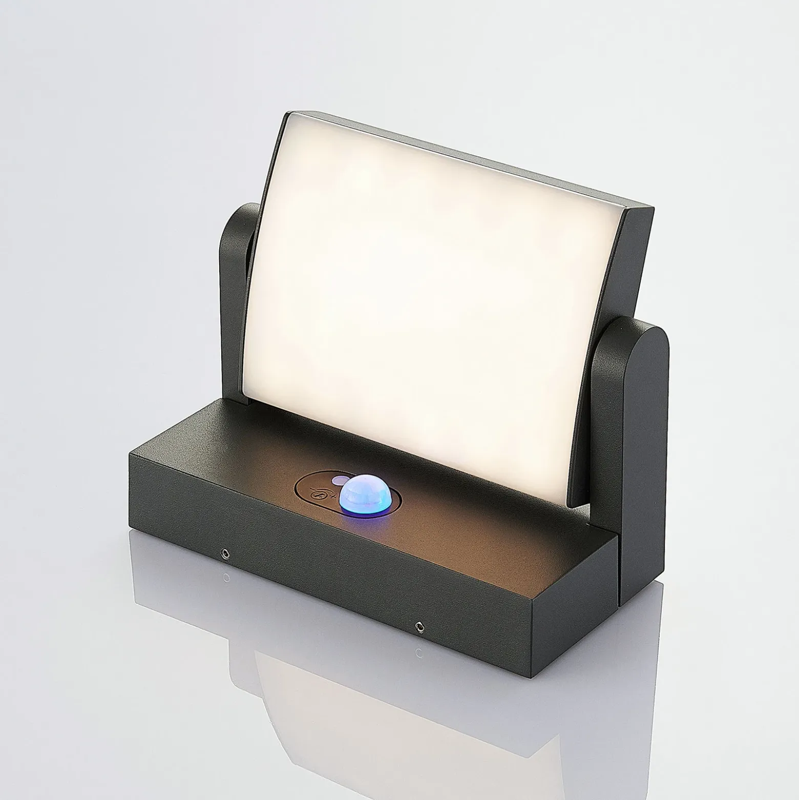 Lámpara de pared solar LED Lindby Sherin, color antracita, con sensor, IP54