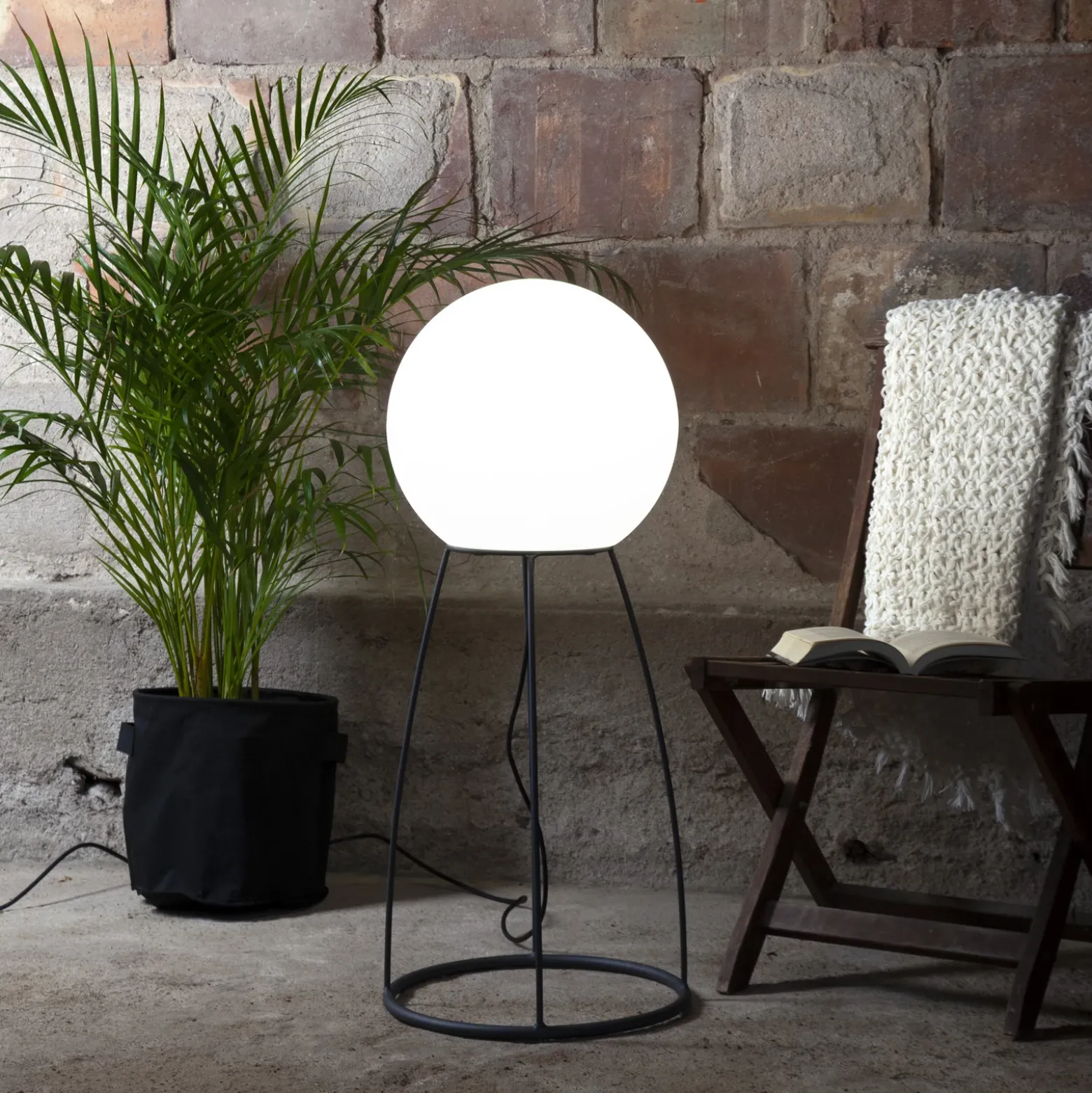 Lámpara de patio Mallorca 95 cm blanco/negro plástico/metal