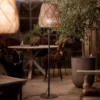 Lámpara de patio PR Home Agnar Lollo, gris, aspecto ratán, 154cm
