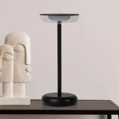 Lámpara de patio recargable LED Pasi negro altura 26cm tacto metal