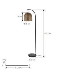 Lámpara de pie exterior Lindby Taryn, marrón, plástico, IP44, 172 cm