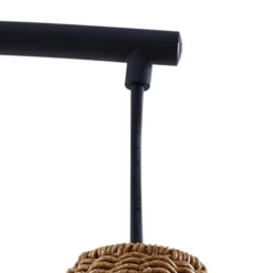 Lámpara de pie exterior Lucande Taniola, beige, ratán, 195 cm, IP44