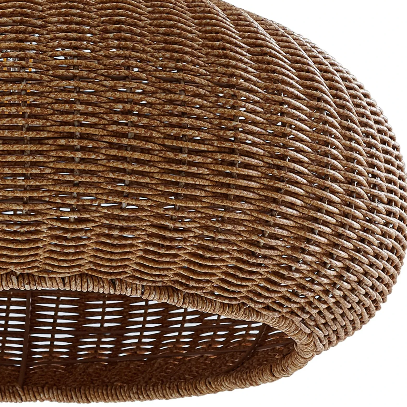 Lámpara de pie exterior Lucande Taniola, beige, ratán, 195 cm, IP44