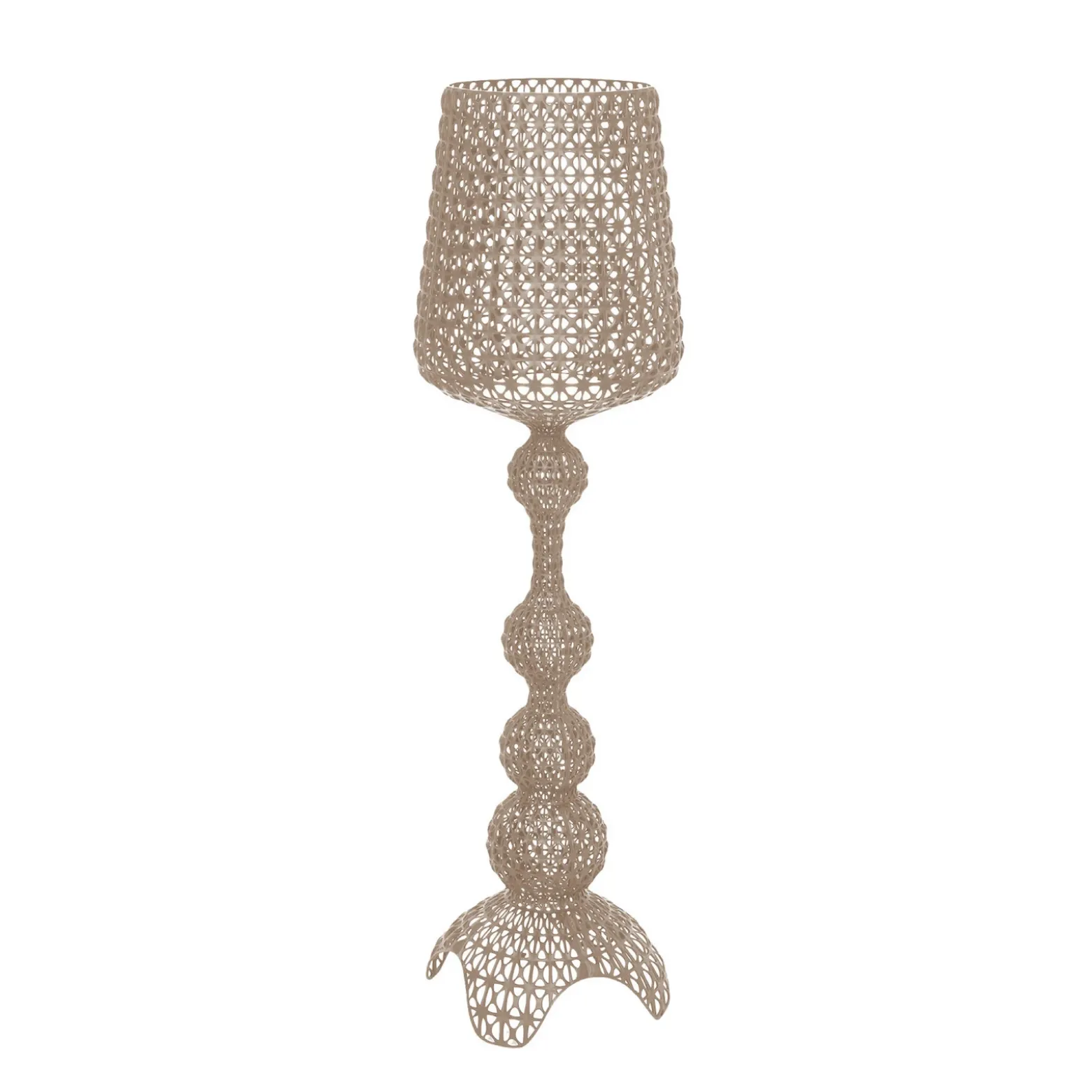 Lámpara de pie LED exterior Kartell Kabuki, gris paloma, IP44, atenuable