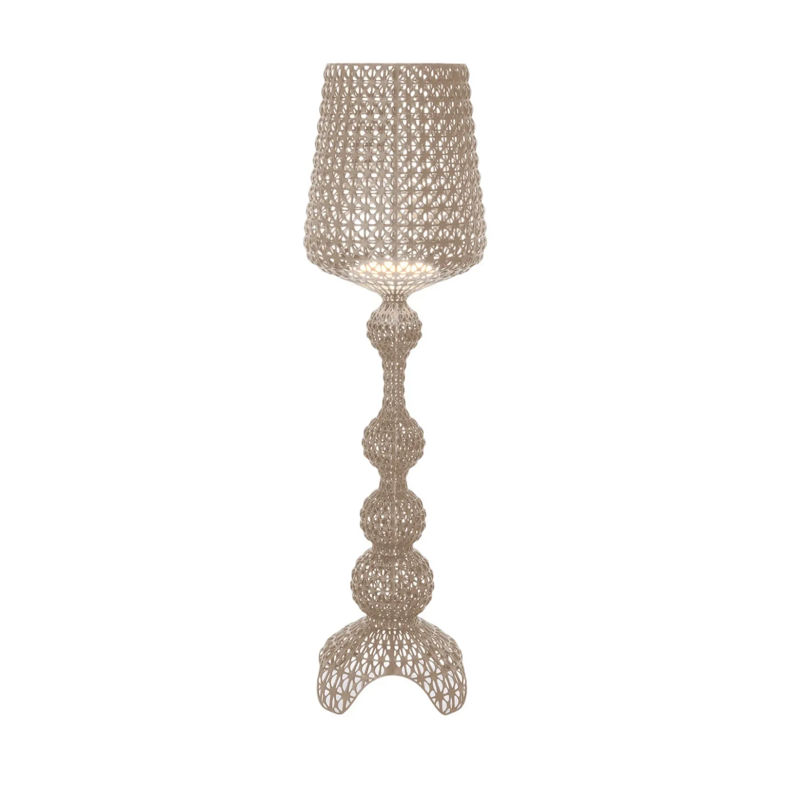 Lámpara de pie LED exterior Kartell Kabuki, gris paloma, IP44, atenuable