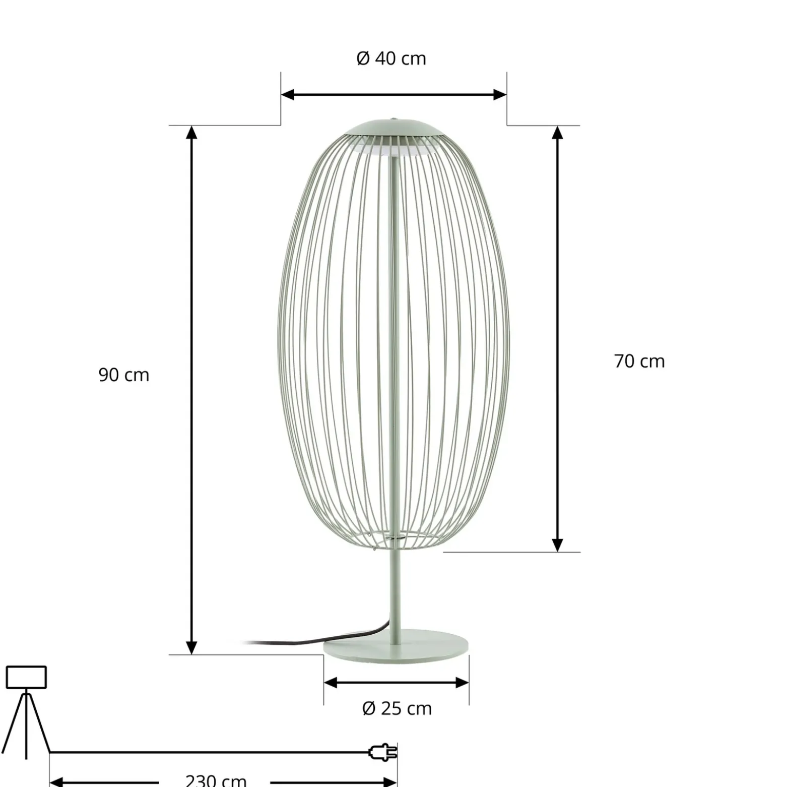 Lámpara de pie LED exterior Lucande Richi, verde, altura 90 cm, IP44