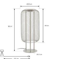 Lámpara de pie LED exterior Lucande Korvyn, gris piedra, 80 cm, IP44