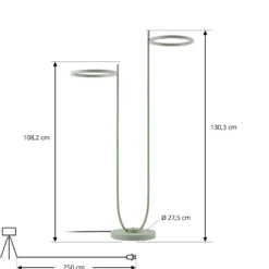 Lámpara de pie LED exterior Lucande Sylvara, verde, CCT, 2 luces