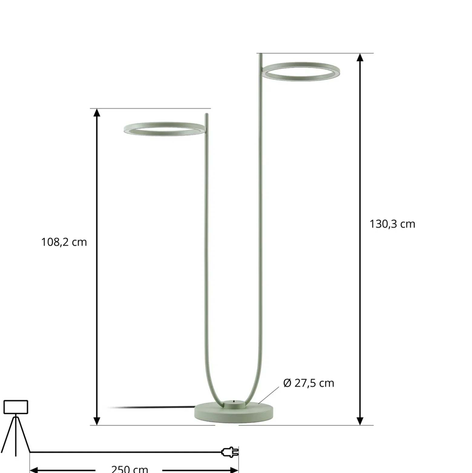 Lámpara de pie LED exterior Lucande Sylvara, verde, CCT, 2 luces