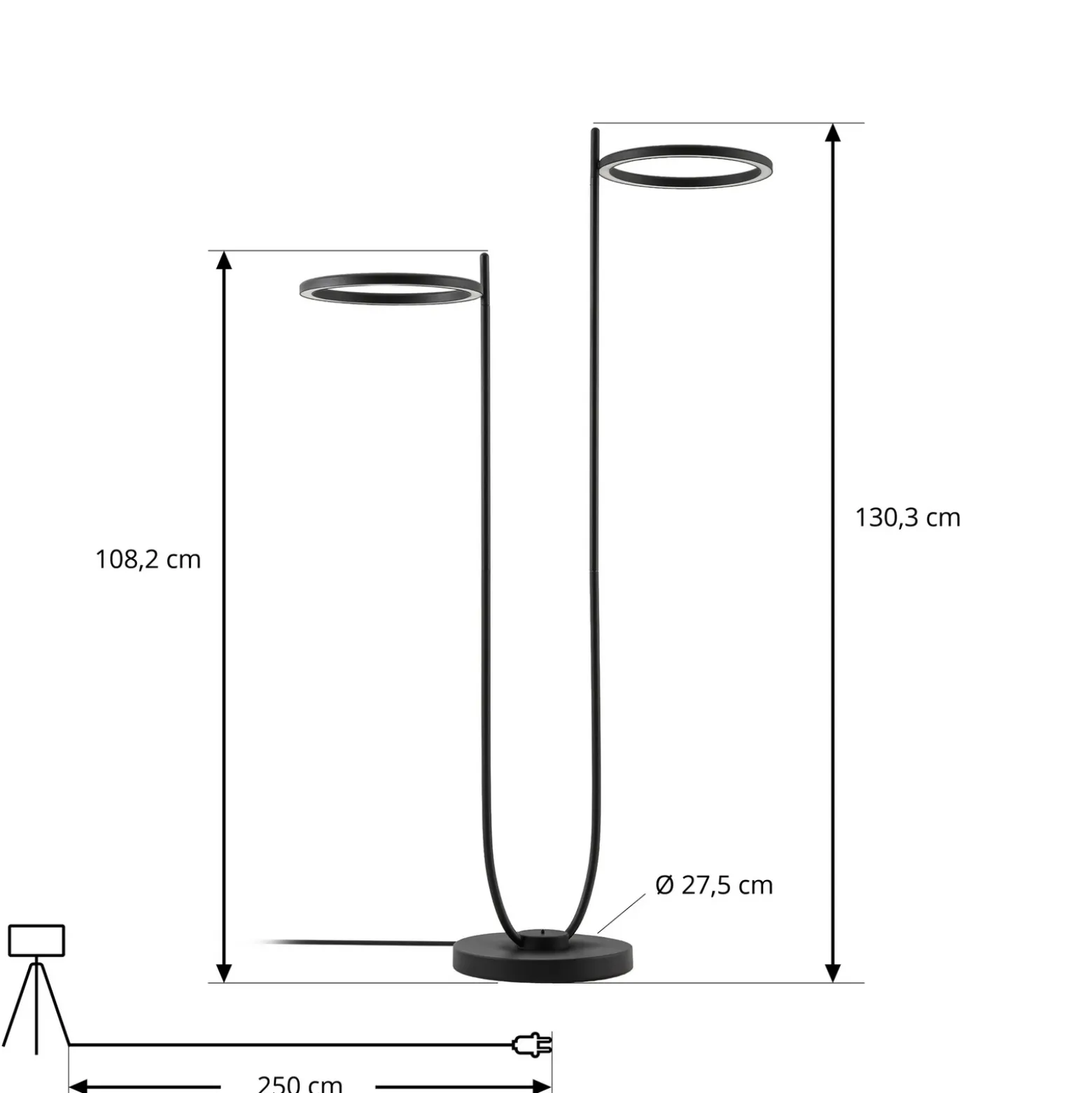 Lámpara de pie LED exterior Lucande Sylvara, negra, CCT, 2 luces