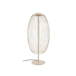 Lámpara de pie LED exterior Lucande Richi, color beige, altura 90 cm, IP44
