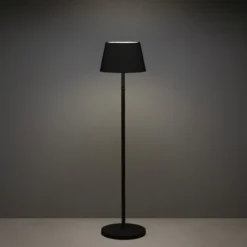 Lámpara de pie LED Pomezia para exterior USB negro