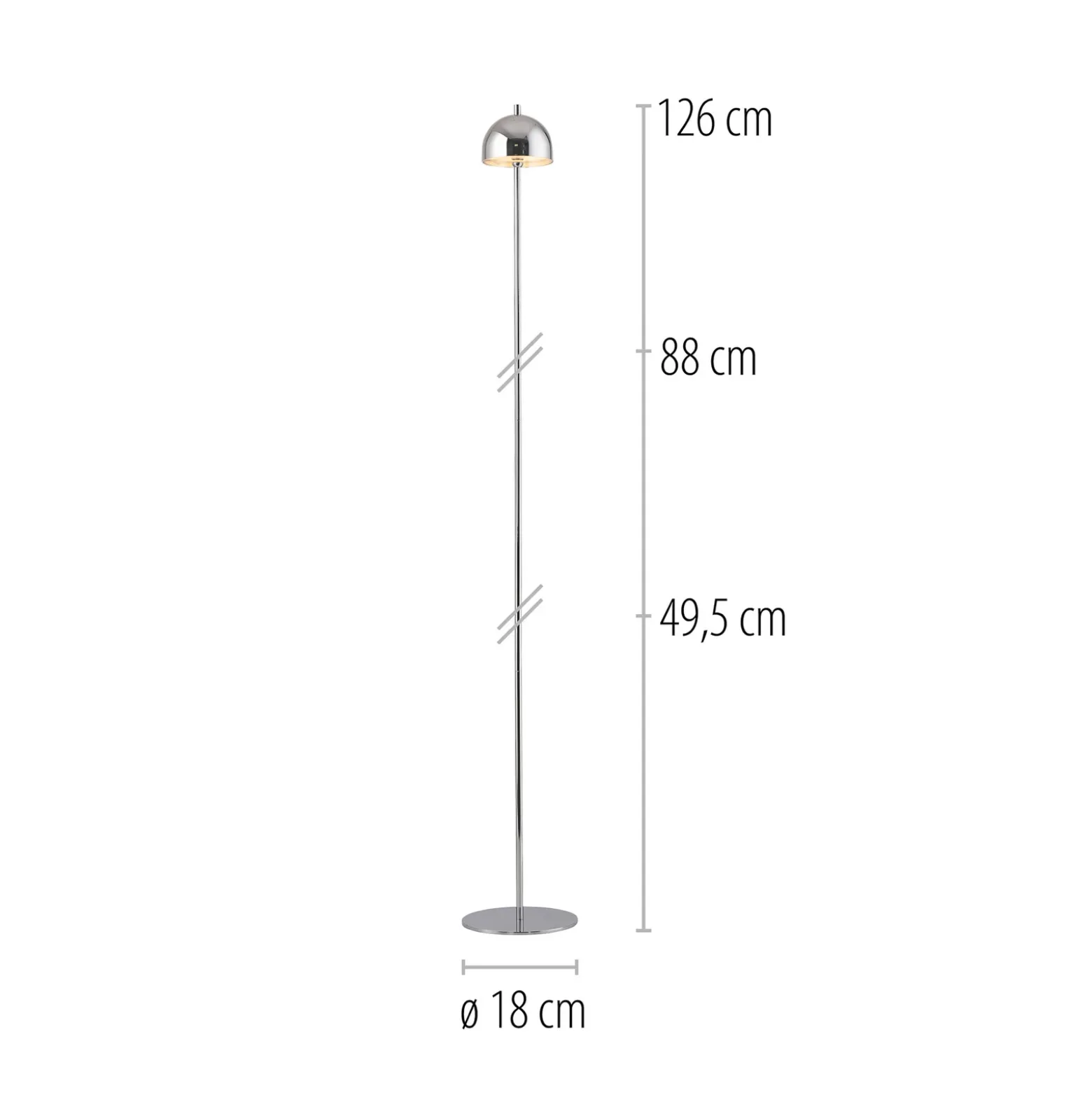 Lámpara de pie LED recargable Bellis cromada de Schöner Wohnen, IP54, 3000 K