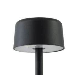 Lámpara de pie LED recargable Isason de Lindby, negra, aluminio, Ø 11 cm