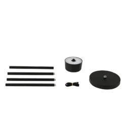 Lámpara de pie LED recargable Isason de Lindby, negra, aluminio, Ø 11 cm