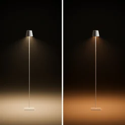 Lámpara de pie LED recargable Nuindie IP54 120 cm redonda USB-C blanco