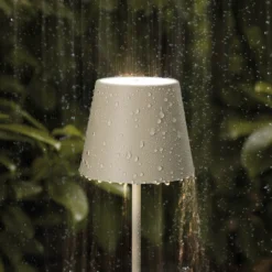 Lámpara de pie LED recargable Nuindie IP54 120 cm redonda USB-C dune beige
