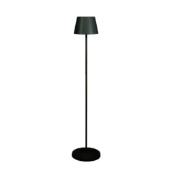 Lámpara de pie LED recargable Pomezia, negra, 124 cm, IP54, USB