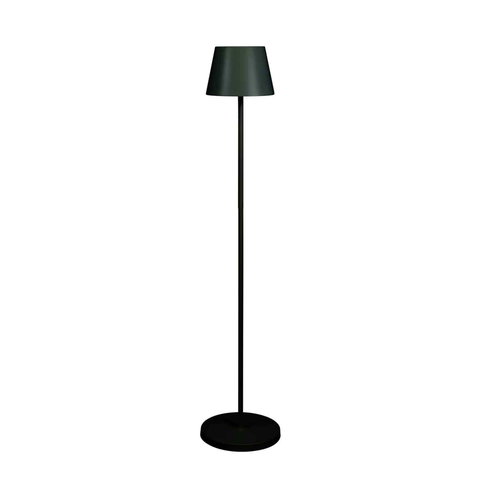 Lámpara de pie LED recargable Pomezia, negra, 124 cm, IP54, USB