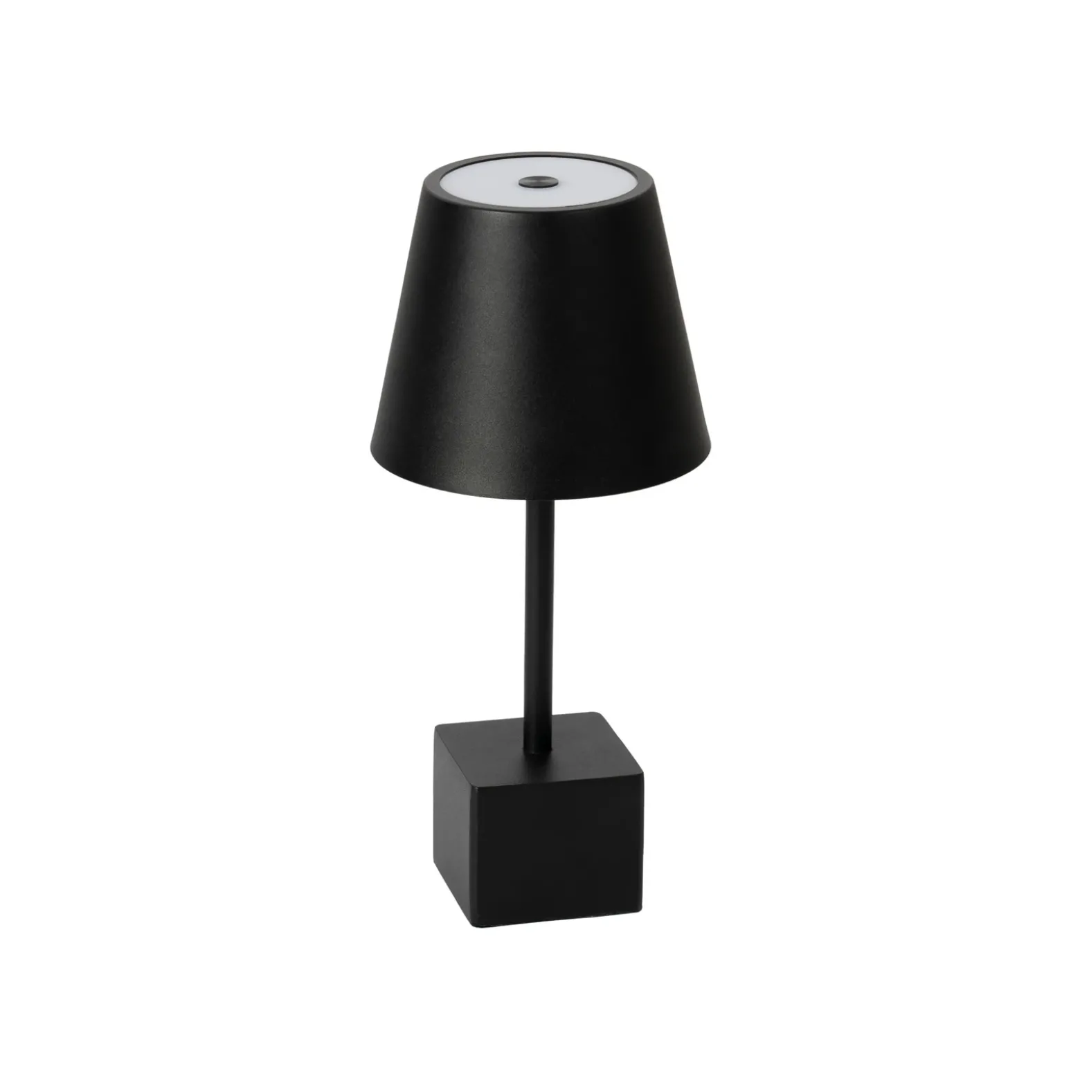 Lámpara de sobremesa Lindby LED recargable Janea CUBE, negra, metal