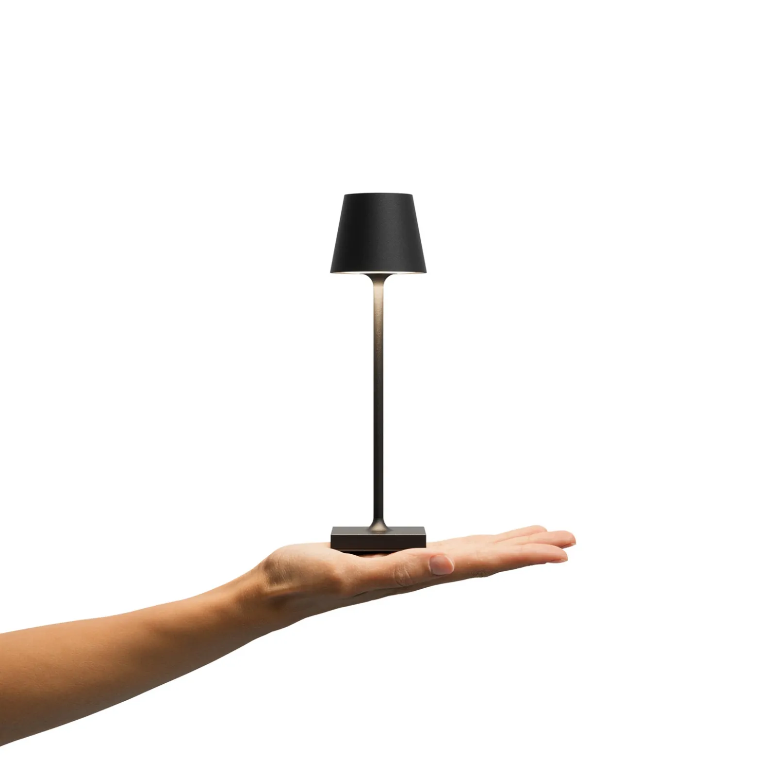 Lámpara de sobremesa recargable LED de bolsillo Nuindie, negra, IP54, atenuable
