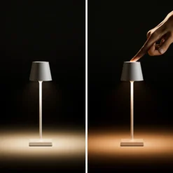 Lámpara de sobremesa recargable LED de bolsillo Nuindie, negra, IP54, atenuable