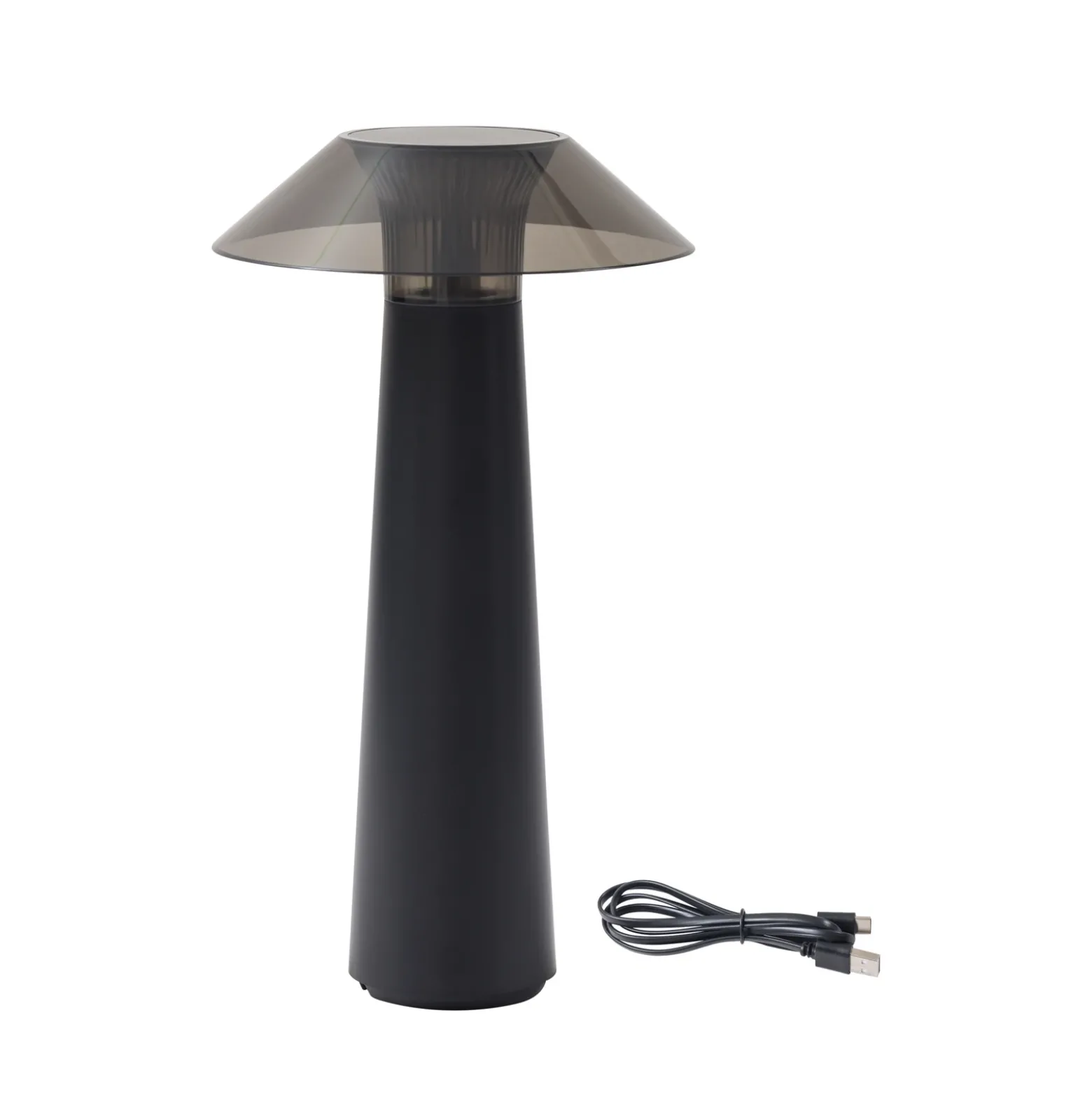 Lámpara de sobremesa recargable LED Lindby Gomba, negra, atenuable