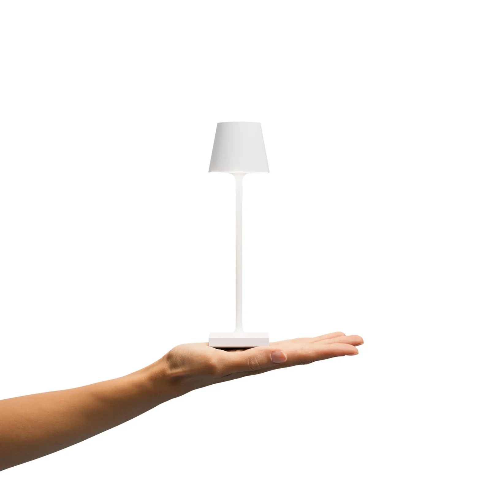Lámpara de sobremesa recargable LED de bolsillo Nuindie, blanca, IP54, atenuable