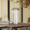 Lámpara de sobremesa recargable de LED Lindby Gomba, blanca, atenuable