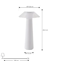 Lámpara de sobremesa recargable de LED Lindby Gomba, blanca, atenuable