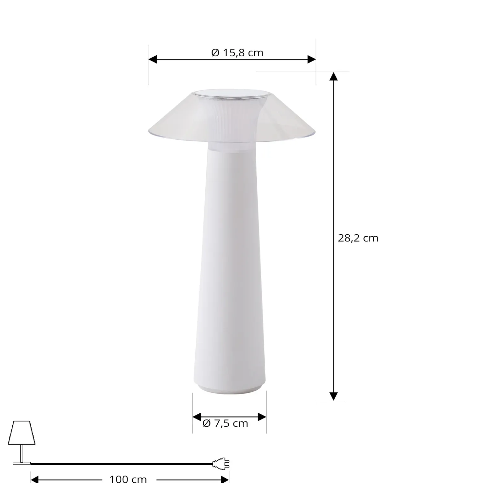 Lámpara de sobremesa recargable de LED Lindby Gomba, blanca, atenuable