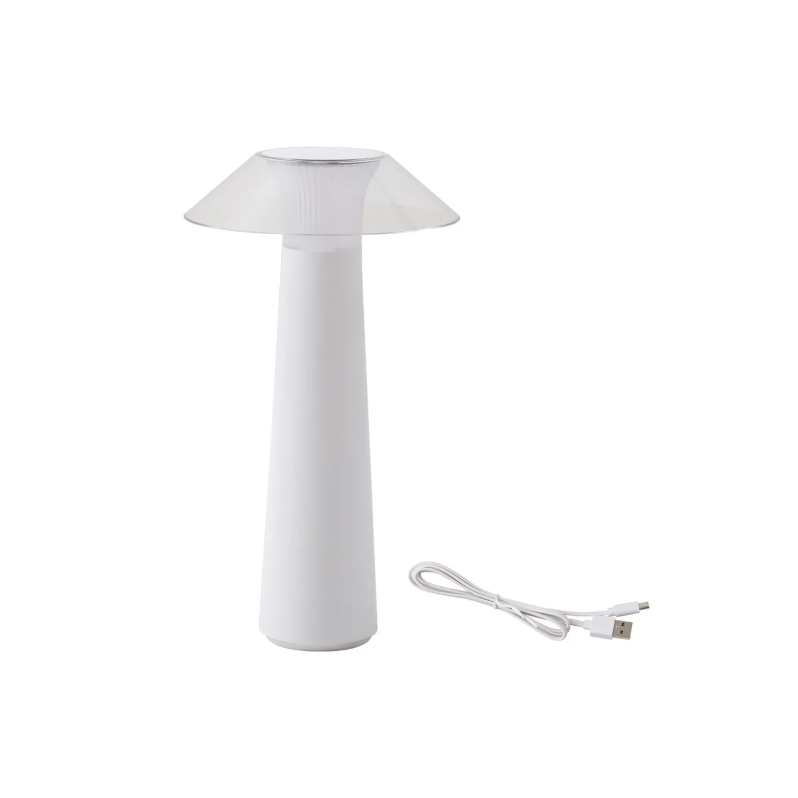 Lámpara de sobremesa recargable de LED Lindby Gomba, blanca, atenuable