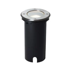 Lámpara de suelo empotrable Itch, Ø 11 cm, acero inoxidable, metal