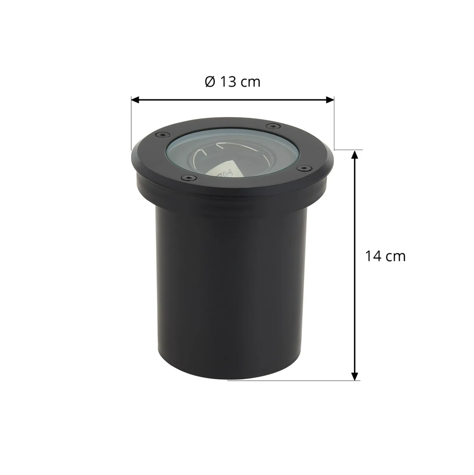 Lámpara de suelo empotrable Lindby Cliff, Ø 13 cm, redonda, negra
