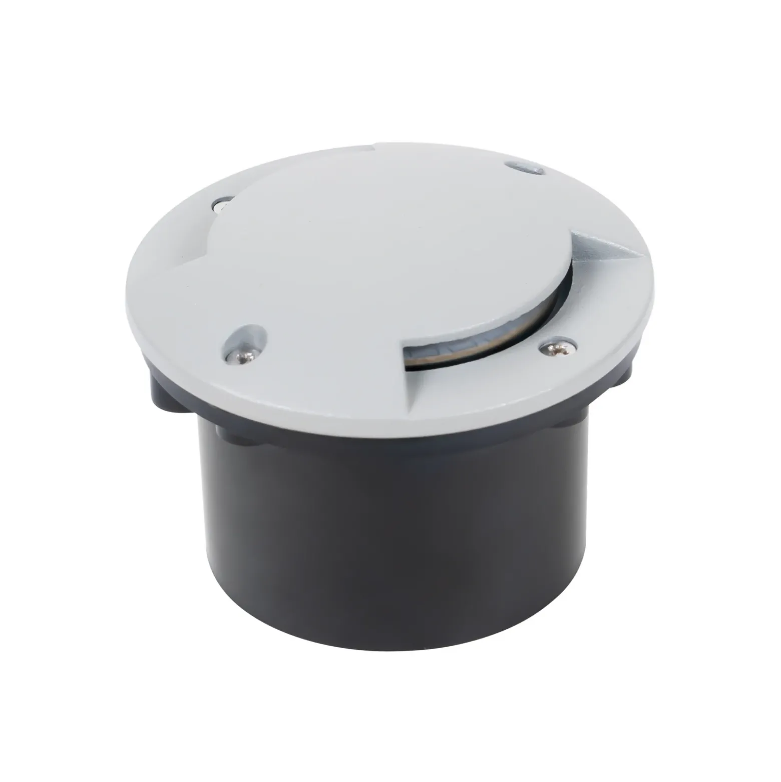 Lámpara de suelo LED empotrable Lindby Nandita, Ø 10 cm, plata, IP65
