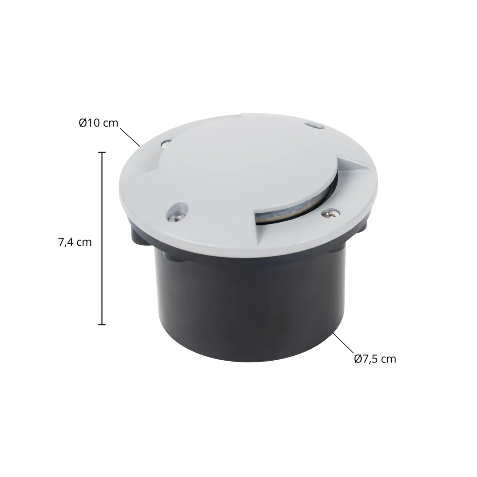 Lámpara de suelo LED empotrable Lindby Nandita, Ø 10 cm, plata, IP65